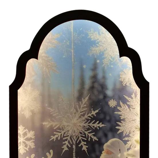 Christmas Hologram Mirror Light-up 3D Visual Effect Santa Claus Ornament USB Powered Holographic Xmas Tree Santa Decoration for Home Festive Decor
