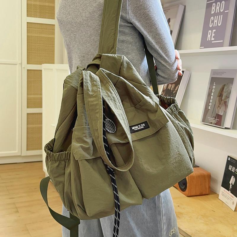 Schoolbag multi-purpose drawstring backpack female large-capacity simple college student class commute shoulder crossbody schoolbag travel backpack