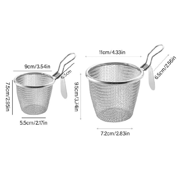 Zestaw 2 sit do żywności z uchwytem Koszyk do smażenia Stal nierdzewna 304 Tekstura Idealny do odcedzania makaronu i warzyw