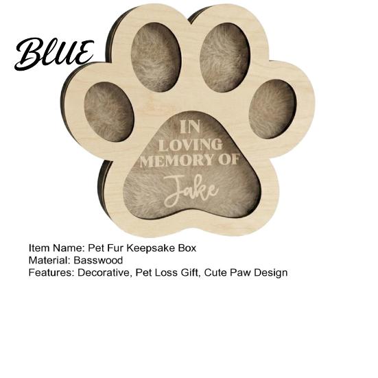 Haustierfell Andenkenbox Haarbox Niedliche Pfotenform Gedenk Holz Verlustgeschenk für Besitzer Hunde und Katzen Beileid Klein