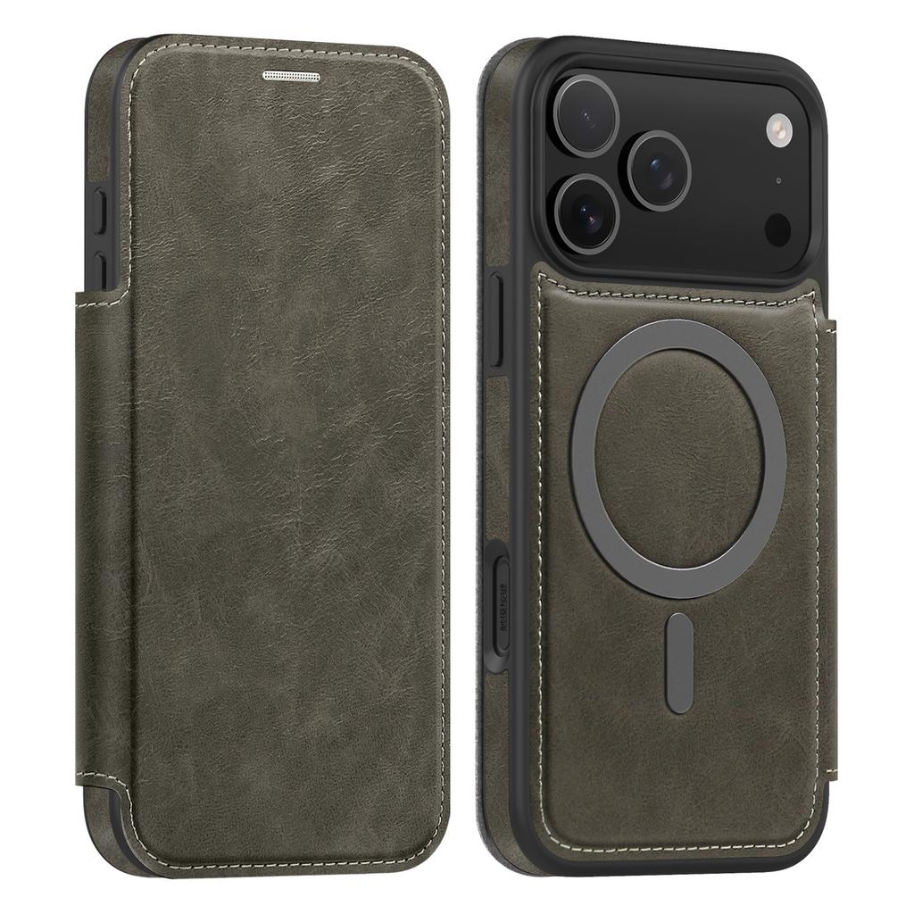Applicable To IPhone17 ProMax Business Mobile Case Lingshield Magnetic Leather Case Apple 17 Card Protection Case