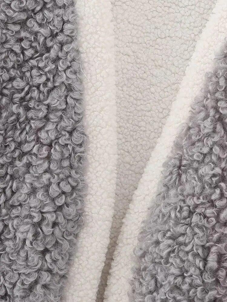 Kožešina Plyšová Cardigan Vesta Dámské Elegantní Výstřih do V Bez rukávů Jehněčí Obložené tlustá zateplená bunda Podzim Zima Všestranný dámský top