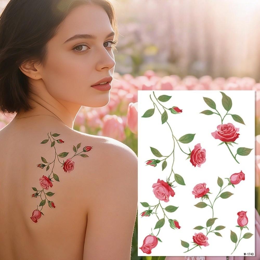 Realistic Rose Stickers Tattoo Stickers Disposable Elf Fairy Makeup Stickers  Body Art