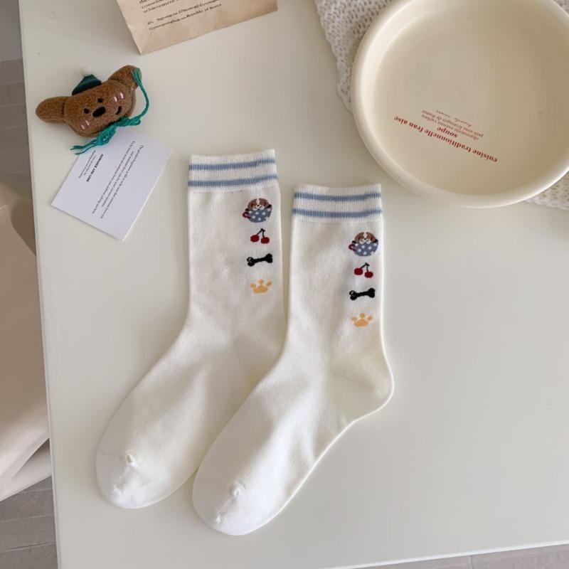 Dachshund Socks for Women, Spring, Autumn and Winter, Cat Mid-calf Socks, Cartoon Cute School Style, Versatile Bear Long Socks