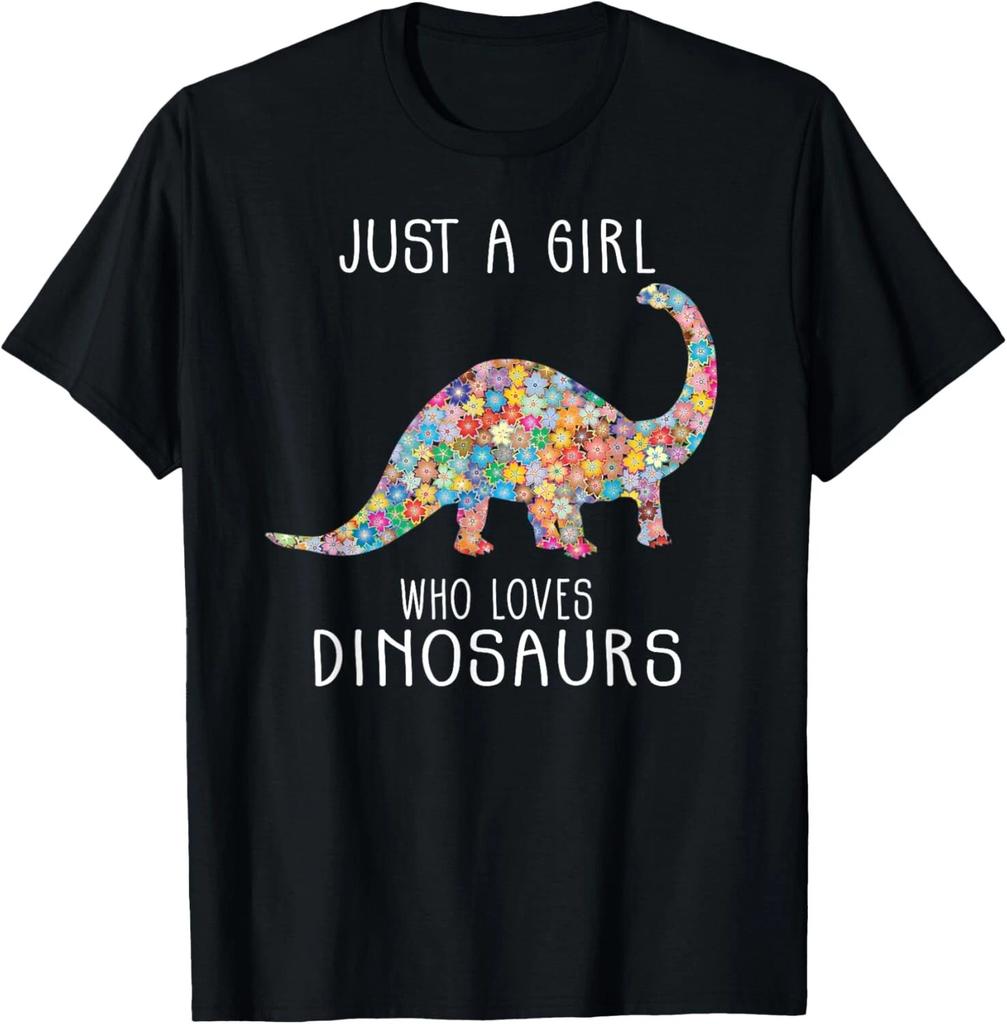 Just A Girl Who Loves Dinosaurs Cute Floral Girls Teens T- Shirt