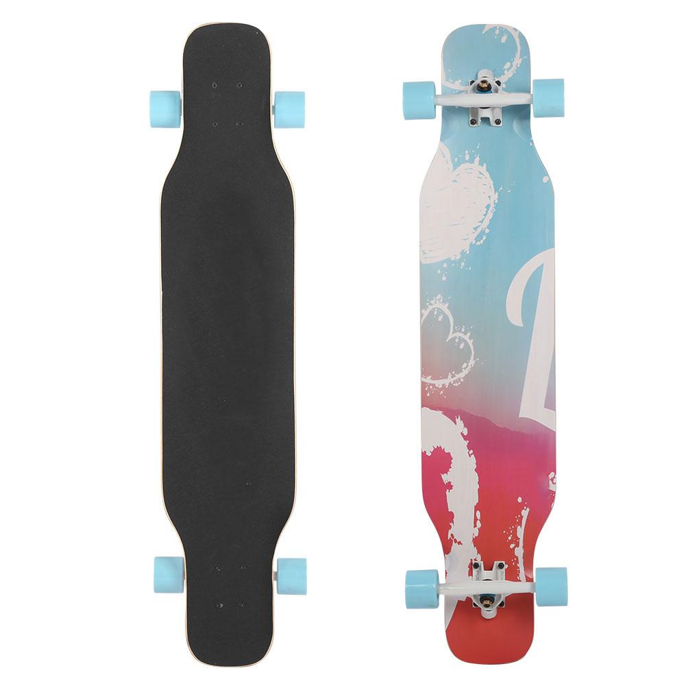 Maple Wooden Professional Longboard Strong Loading Anti-skid Deck Four Wheel Sports for Teenager(Heart )