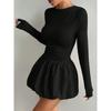 New Arrival Women's Fashion Long Sleeve Bodycon Elastic Puffy Dress, Casual Elegant Dress for Women, European American Style