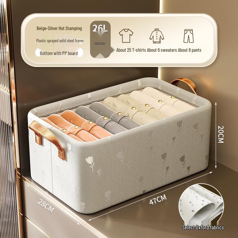 Foldable Ion Steel Frame Fabric Organizer: Large Capacity Storage Box for Clothes and Books.