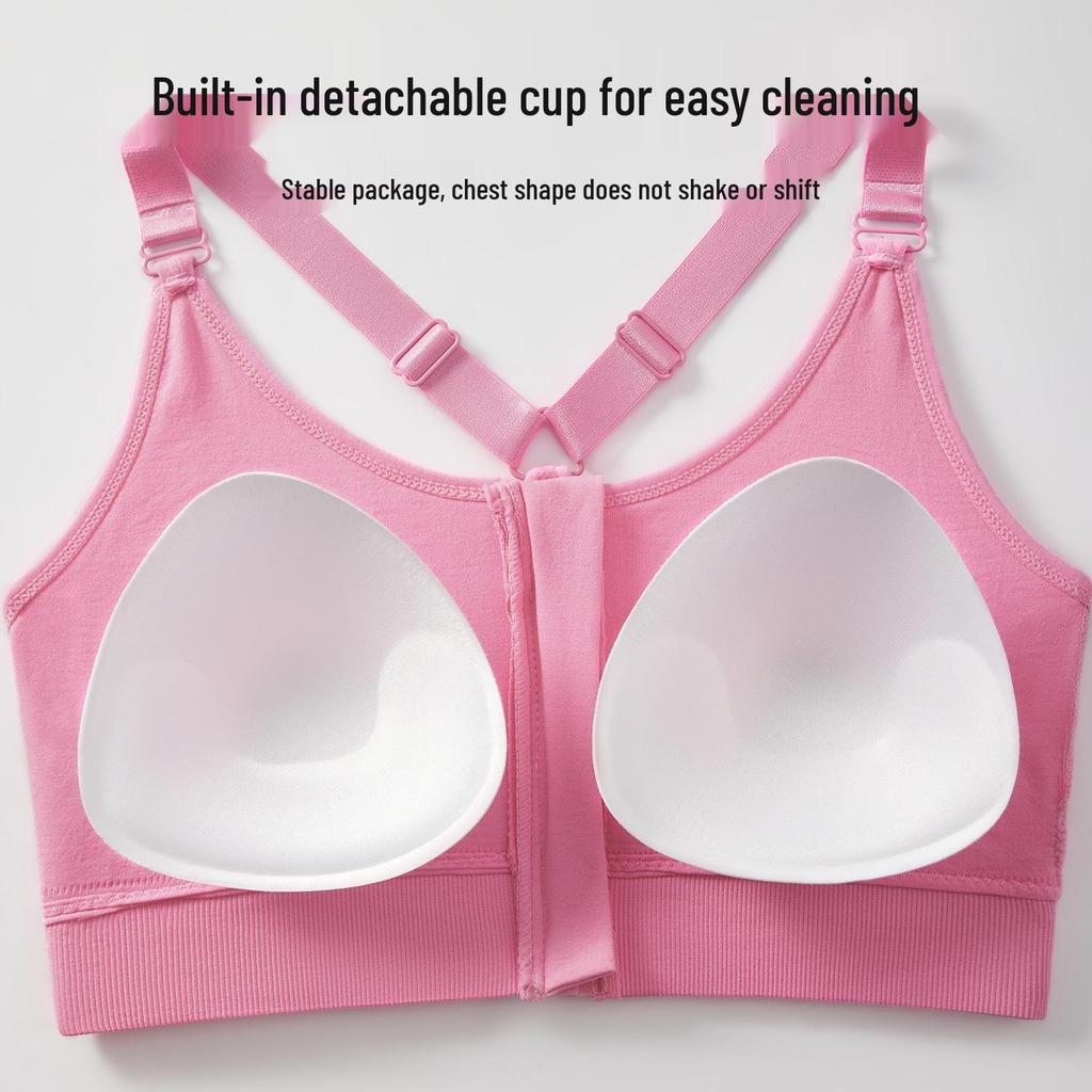 Women's Front Zip Sports Bra - Running, Yoga, Fitness Beautiful Back Design