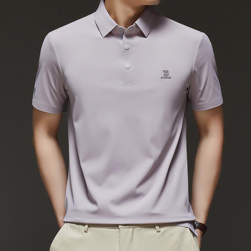 

Футболка с короткими рукавами из шелка Mulberry, мужская однотонная рубашка-поло средней длины с лацканами из шелка 4XL