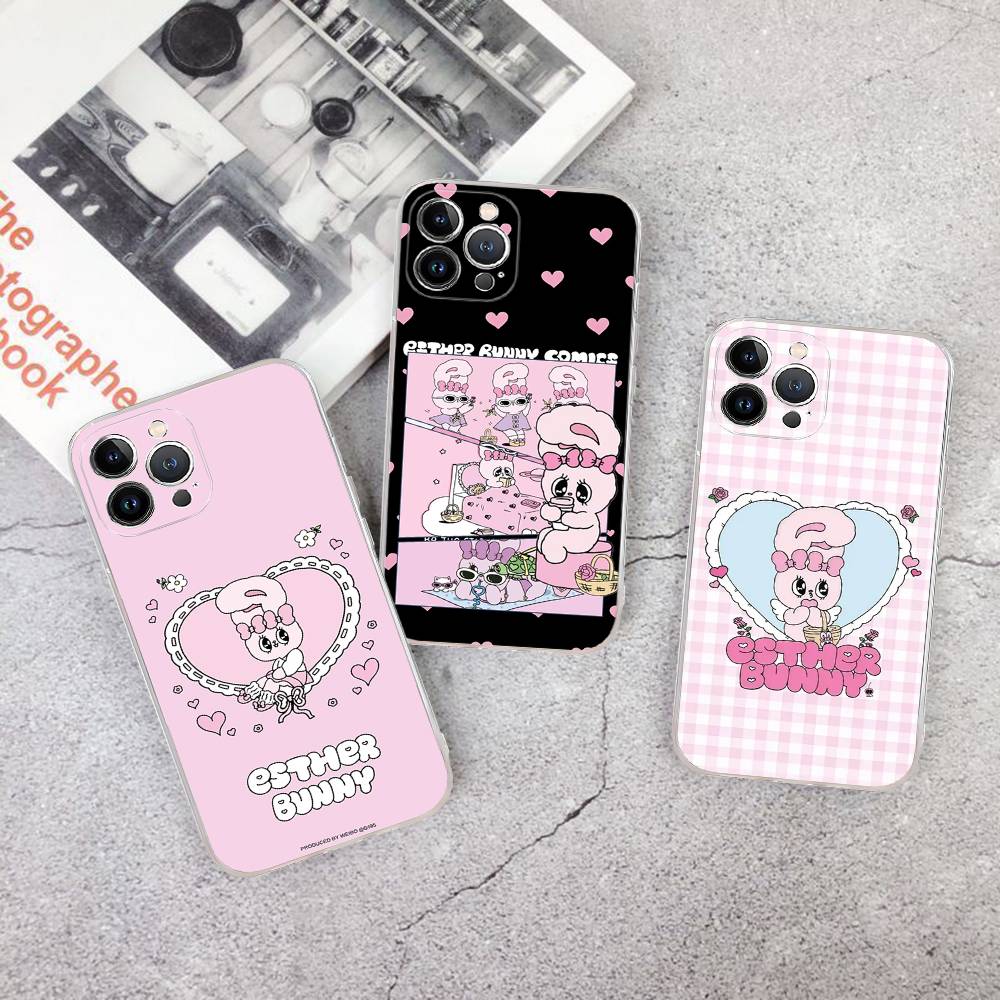 Esther Cute B-B-Bunny For iPhone 17 16 16e 15 14 13 12 11 Pro Max Mini Plus Phone Case