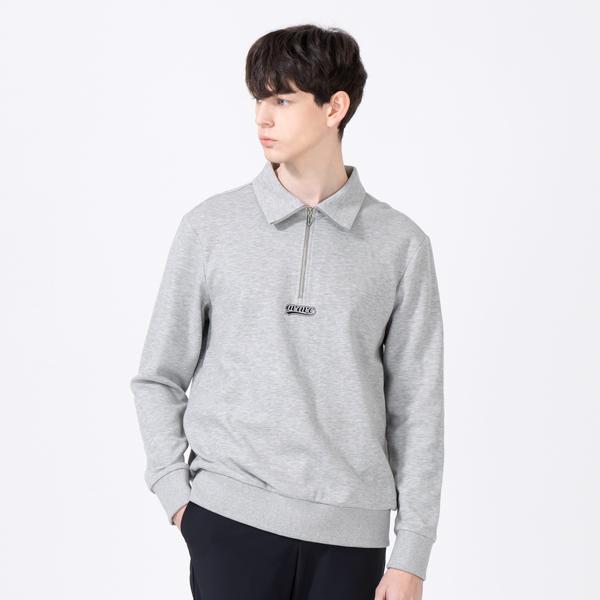 A Wave Men S Solid Half-Zip T-Shirt Gray Gray/M
