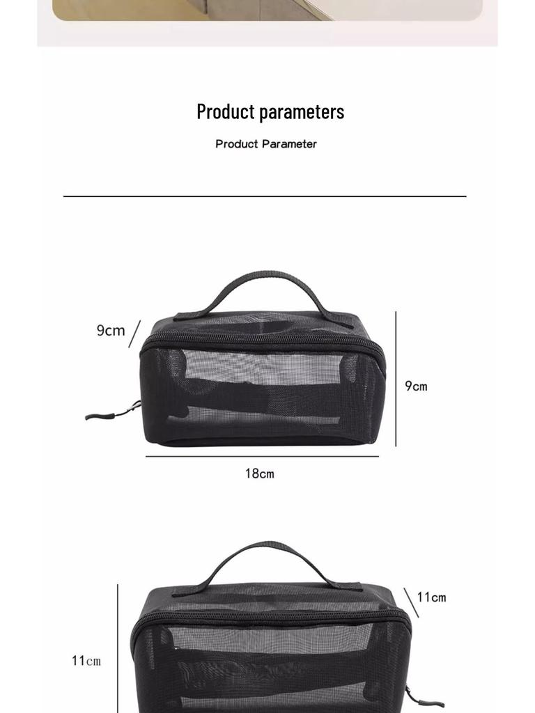 Large Capacity Transparent Mesh Makeup and Toiletry Bag for Travel