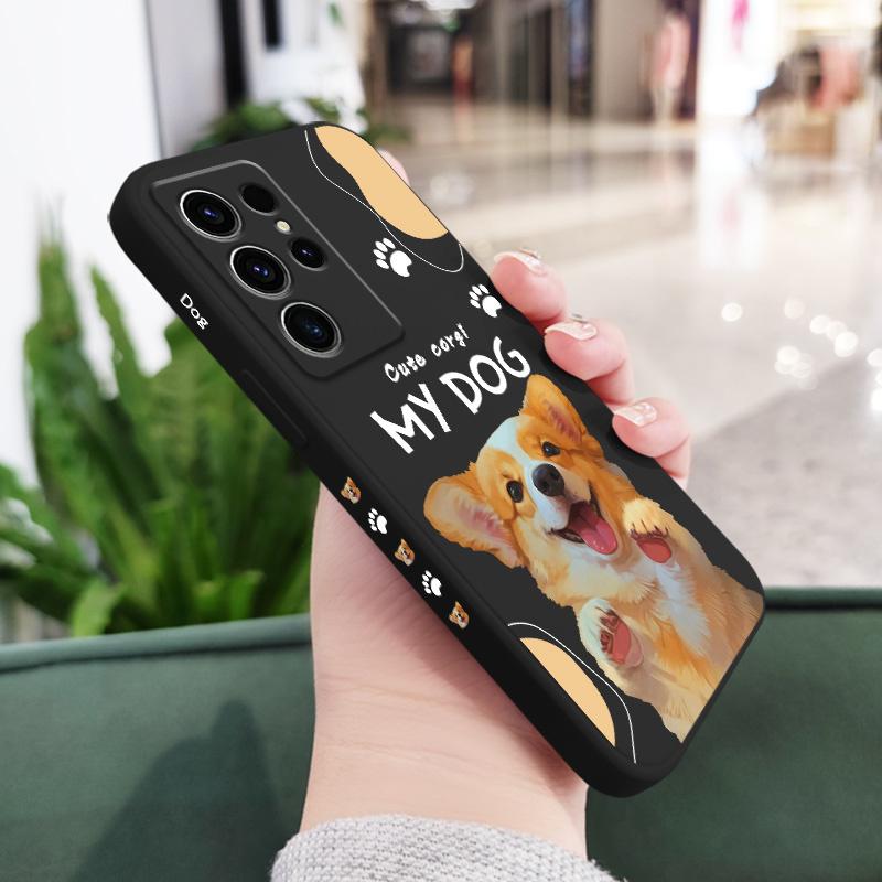 

Lovely Corgi Phone Case For Samsung Galaxy S25 S24 S23 S22 S21 S20 S10 S10E Ultra Plus FE Note 20 Ultra Plus Cover Galaxy S24 FE чёрный
