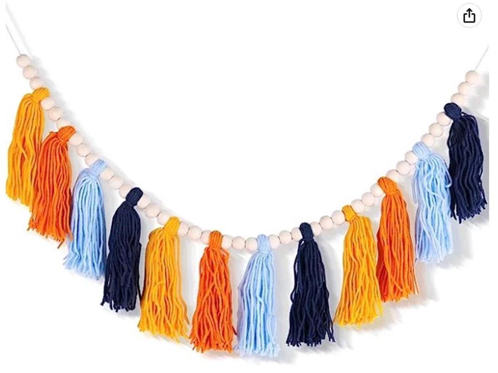 European & American Style Wool Thread Wooden Beads Tassel Wall Hanging Ornament