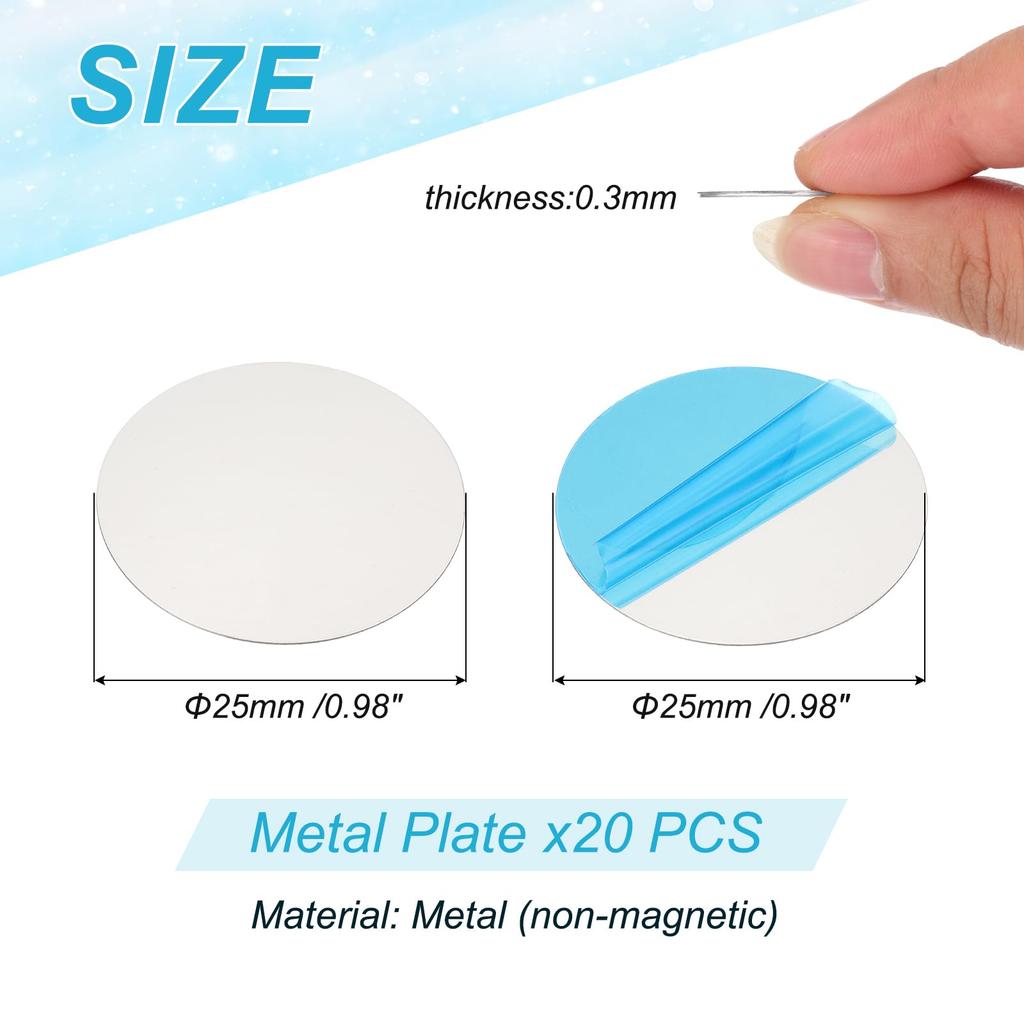 PATIKIL 20 Pieces Steel Plate 25mm Round Strong Double Sided