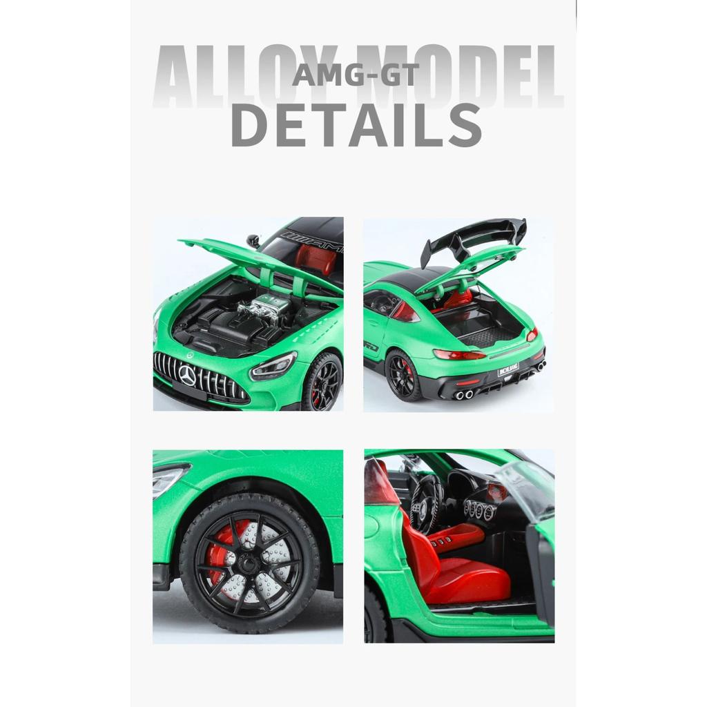1/24 Benzs-GT GTR Alloy Sports Car Model Diecast & Toy Vehicles Metal Racing Car Model High Simulation Sound and Light Kids Gift