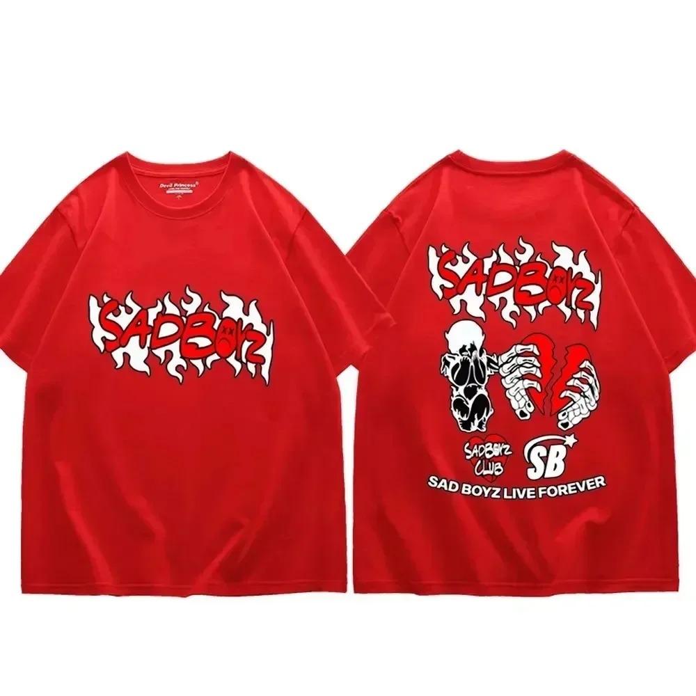 2024 Singer Junior H Sad Boyz Graphic T Shirts Men Women Gothic Fashion Short Sleeve T-shirt Harajuku Hip Hop Oversized T-shirts
