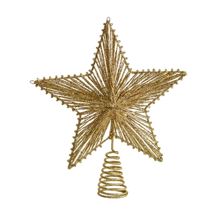Christmas Tree Top Ornament Metal Star Shaped Tree Toppers Pentagrams Decoration for Home and Mall Parties Supplies
