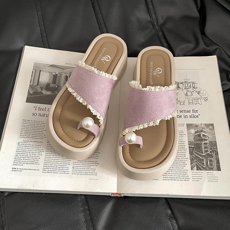 Set of toe sandals women's spring and summer 2025 new fashion work with skirt cool slippers thick-soled beach travel tide