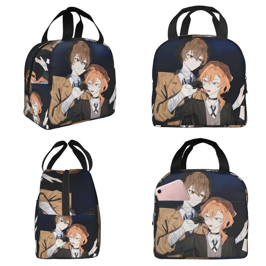 Bungou Stray Dogs Wan Anime Dazai i Chuuya Izolowana Torba na Lunch dla Dzieci Szkolny Cooler Termiczne Pudełko na Jedzenie Torba Lunchowa