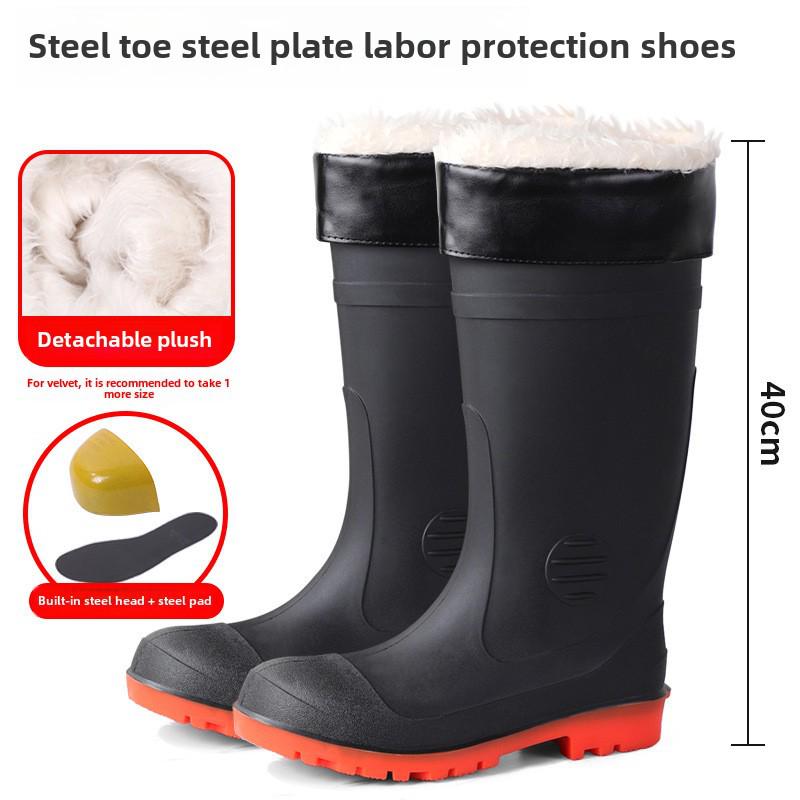 

Мужские водонепроницаемые нескользящие резиновые сапоги со стальным носком для строительства и горнодобывающей промышленности 39