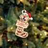 Cartoon Dog Socks Christmas Pendants Decorative Dog Car Pendant  Car