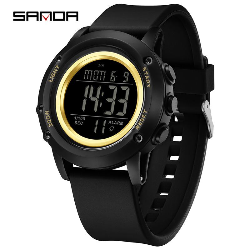 SANDA Outdoor Sports Watch LED Digital Display Electronic Watch Luminous Alarm Clock Trendy Electronic Watch