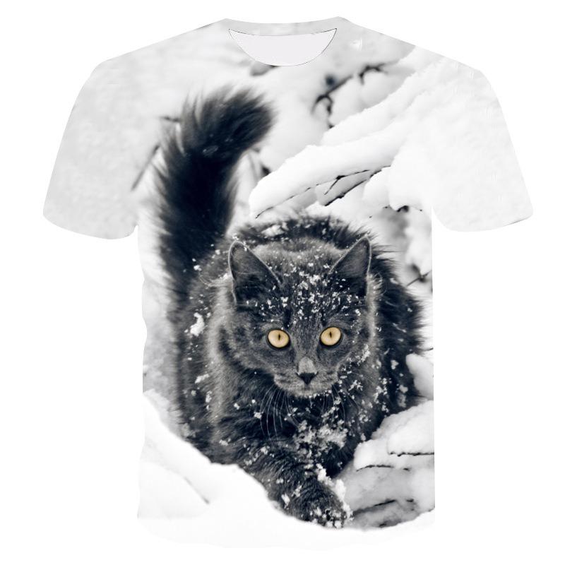 New Funny Cat T-Shirts Animal 3D Print Summer Men Women Fashion Short Sleeve Tees Streetwear Harajuku T Shirt Kids Tops Clothing
