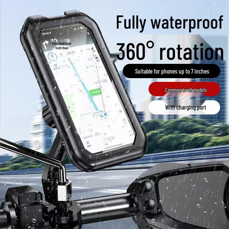 Electric Bike & Motorcycle Phone Holder - Shockproof & Waterproof for Food Delivery Navigation.