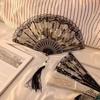 Lace Decorative Fans Folding Hand Fan Black White Dancing Fans Wedding Party Stage Performance Fan Gifts For Guest