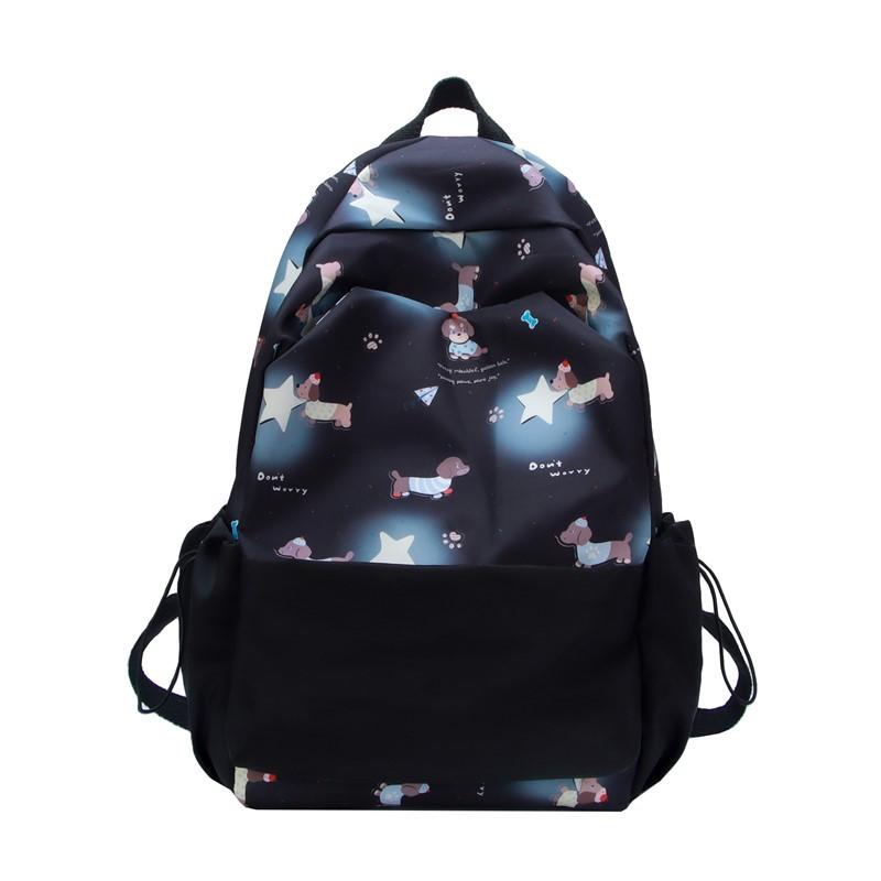 

New small fresh student schoolbag large capacity casual printing cartoon sweet beautiful women backpack light travel backpack чорний
