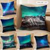 Northern Lights Night Sky Cushion Cover Silky Short Plush Invisible Zipper Dustproof Sofa Pillow Case for Home Decor