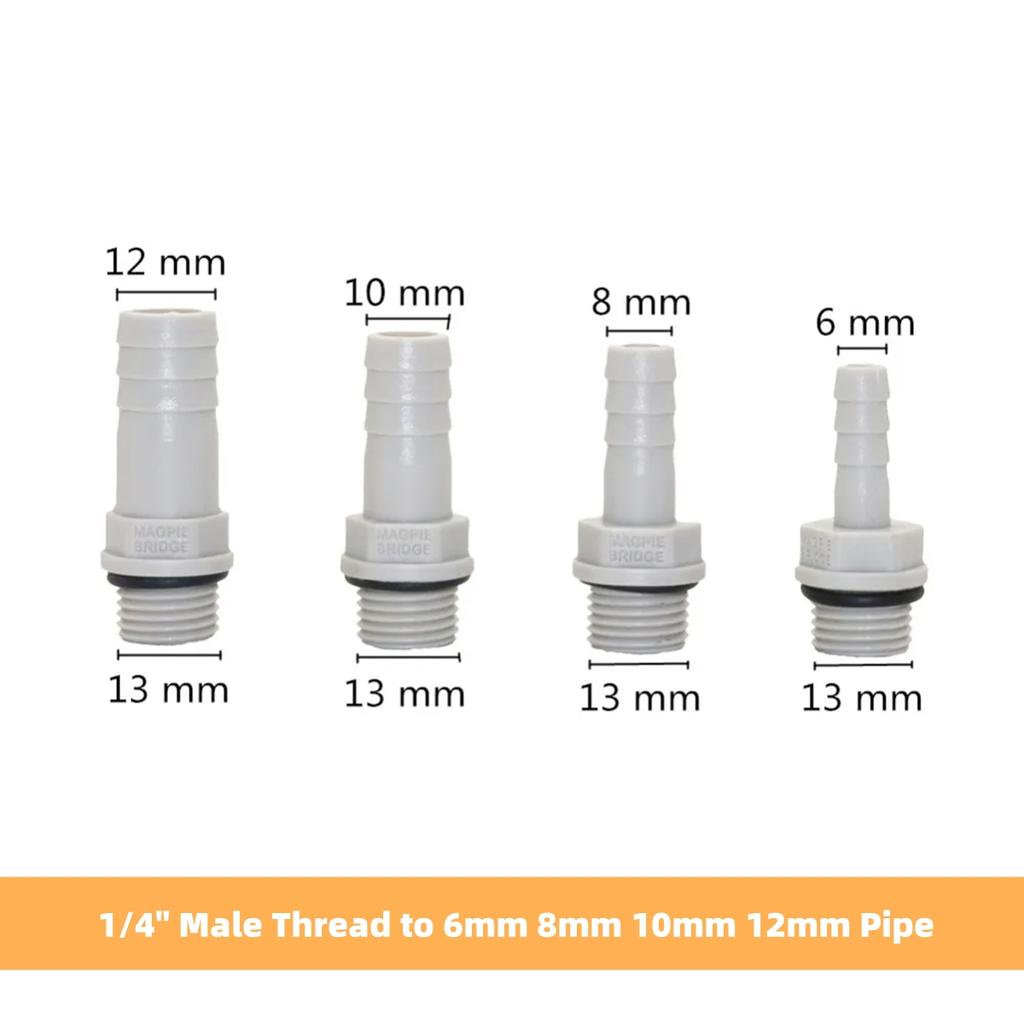 10Pcs PVC Pagoda Straight Connectors 1/8" 1/4" 3/8" 1/2" Male Thread To 6mm 8mm 10mm 12mm Yard Irrigation Fish Tank Pump Joints