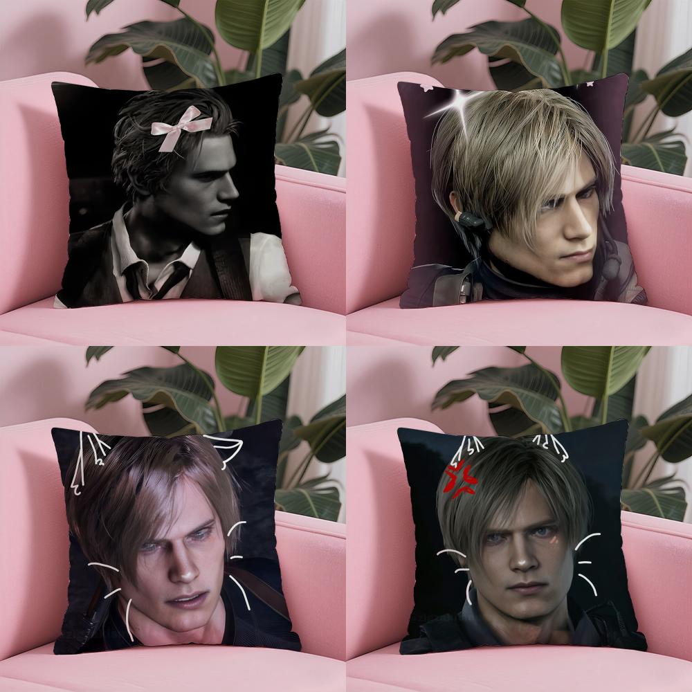 Heart Pink Leon K-Kennedy Cushion Cover Silky Short Plush With Invisible Zipper Dustproof Sofa Pillow Cover For Home Decor