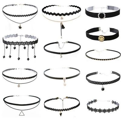 Women's Fashion Lace Choker Necklace Velvet Star Triangle Flower Gothic Punk Style Birthday Gift