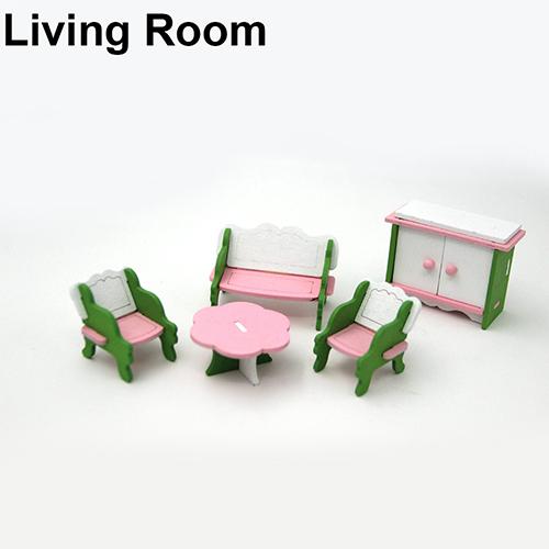 Puppenhaus-Möbel aus Holz, Miniatur-Puppenhaus, Zimmer-Set, Spielzeug, Weihnachtsgeschenk für Kinder
