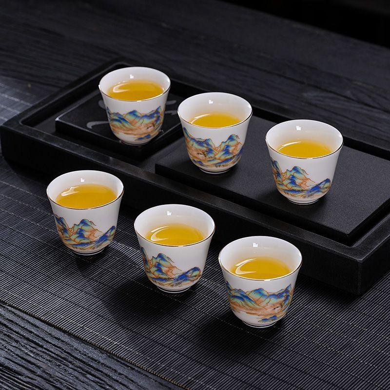 Suet jade teacup white porcelain tea drinking small cup ceramic single cup tea tasting cup 1 pack Dehua hospitality new Chinese style