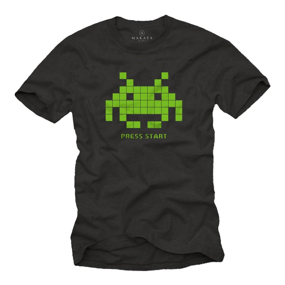 Mens T-Shirt Black - Invader Nerd Gamer Space Theme Computer Gifts Boys