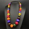 Bohemian Style Round Wood Bead Pullover Necklace with Artistic Retro Ornaments