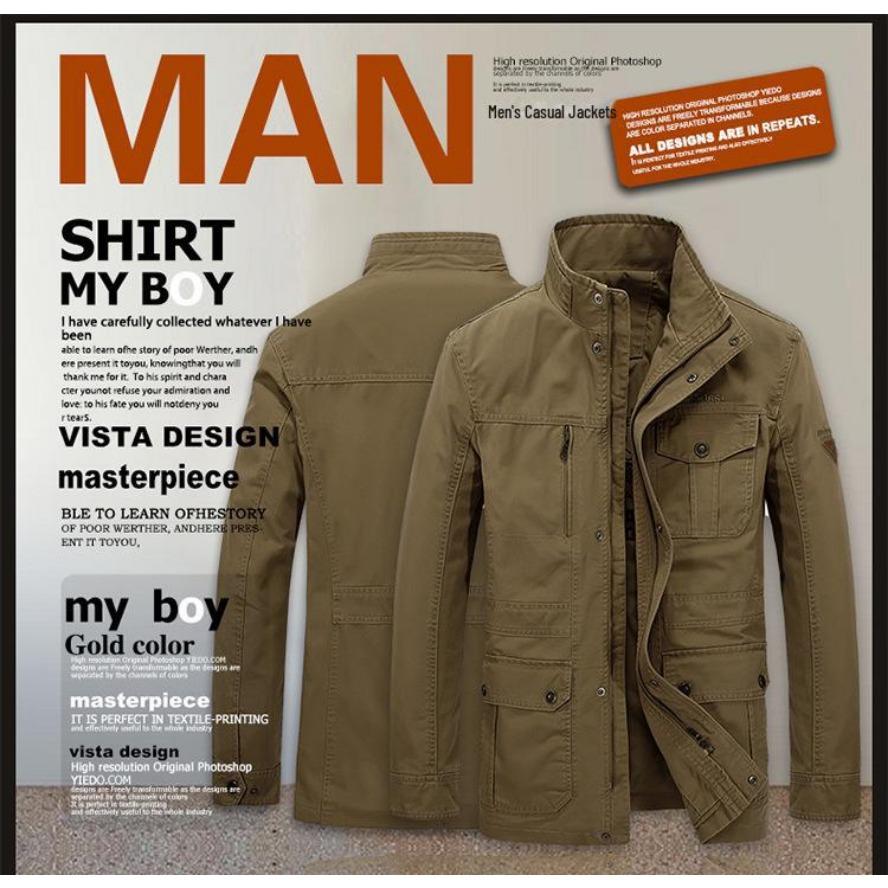 Men's Mid-Length Loose-Fit Jacket for Spring & Autumn - Large Size, Casual Style for Middle-Aged Men
