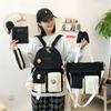 New Five-Piece Backpack Korean Style Contrast Color Canvas Bag