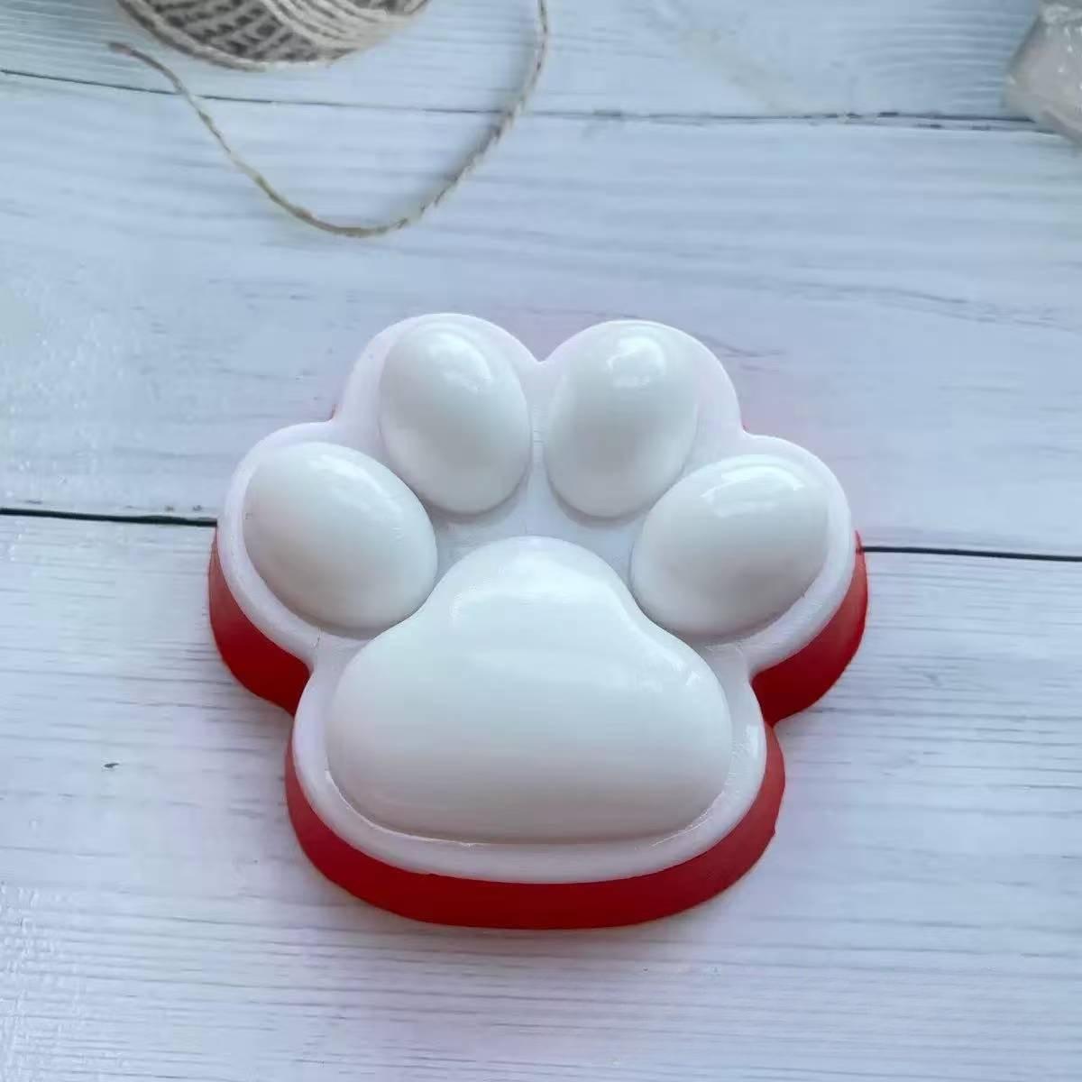 Rood Wit Tweekleurig Effen Kattenpoot Squishy Zacht TPR Knijpspeelgoed Stressverlichting Fidget Speelgoed Cartoon Dierlijke Poot Sensorische Decompressie