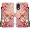 Handgjort flipfodral i PU-läder för Oppo A38/Oppo A18, halkfritt stötsäkert skydd med handledsrem och hjärt-/ros-/kattdesign
