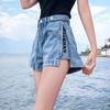 Women's Denim Shorts Fashion Vintage High Waist Blue Wide Leg Female Side Zipper Caual Summer Ladies Shorts Jeans