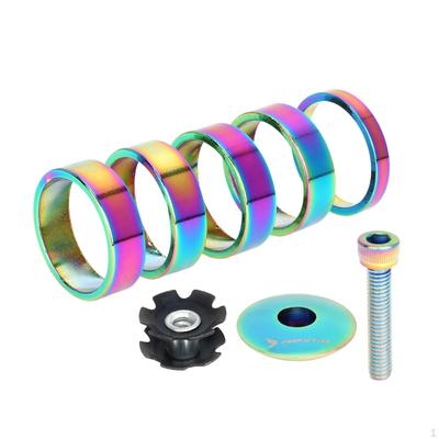 5 Stück Headset Spacer Fahrradgabel 1 1/8-Zoll Sternmutter Schraube Fahrradzubehör Ersatz