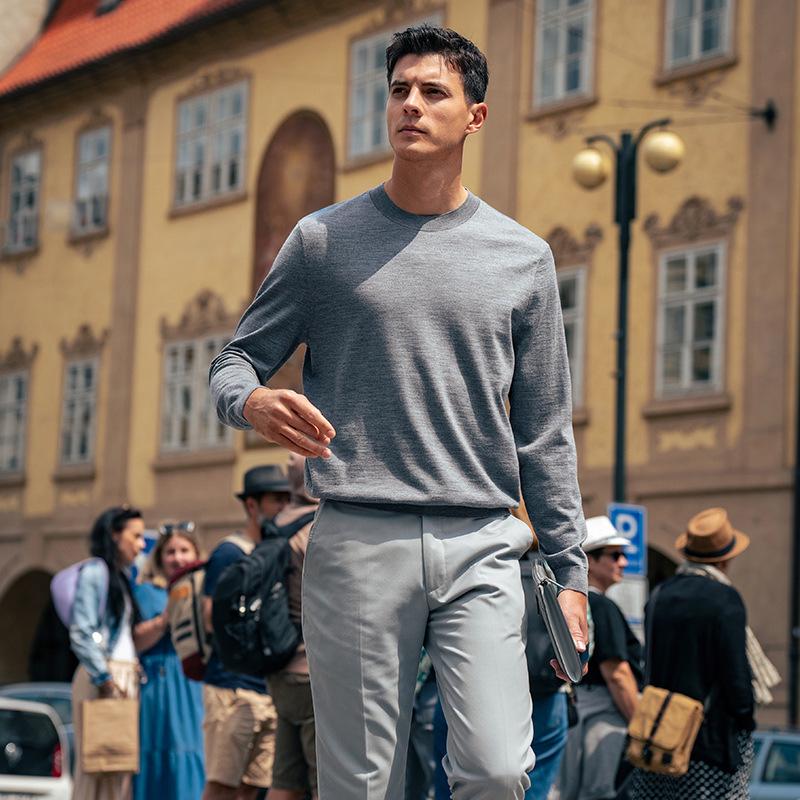 Men's Thickened Wool Sweater, Machine Washable, Solid Color - W9310 (Autumn/Winter)