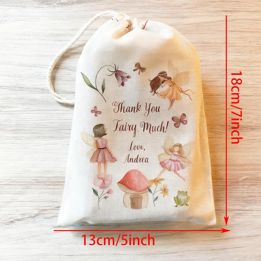 5Pcs Personalized Fairy Birthday Gift Party Favor Bag Drawstring Gift Bags Wedding Bachelorette Baby Shower Birthday Party Favor