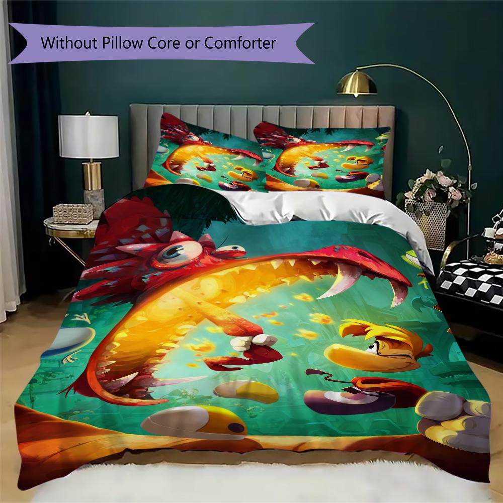 Rayman Pattern Bedding Uilt Set Uilt Cover Pillowcase Home Decoration Birthday Gift (1 * Duvet Cover + 2 * Pillowcase Without Core)129