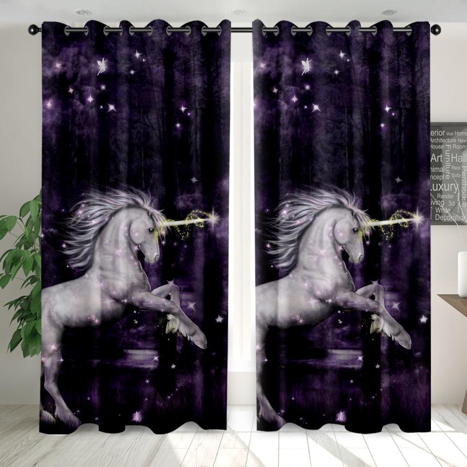 High Density Blackout Curtains Cartoon Curtains Cute Sweet Unicorn Digital Printing Blackout Curtains